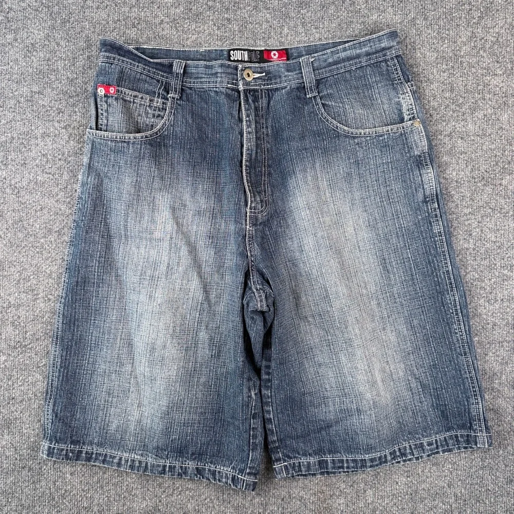 Vintage Southpole Jeans Shorts Mens 36 Blue Denim Jorts Red Tab Baggy Grunge Y2K